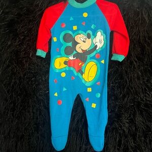 Vintage Disney Mickey Mouse Red and Blue Footie